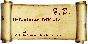 Hofmeister Dávid névjegykártya